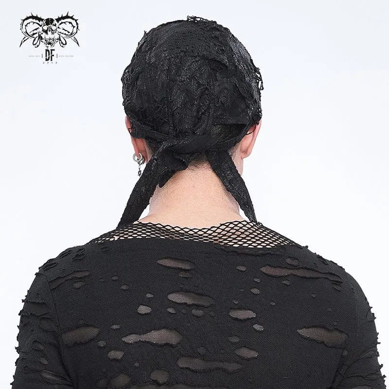 Men's Punk Distressed Pin Lace-up Beanie