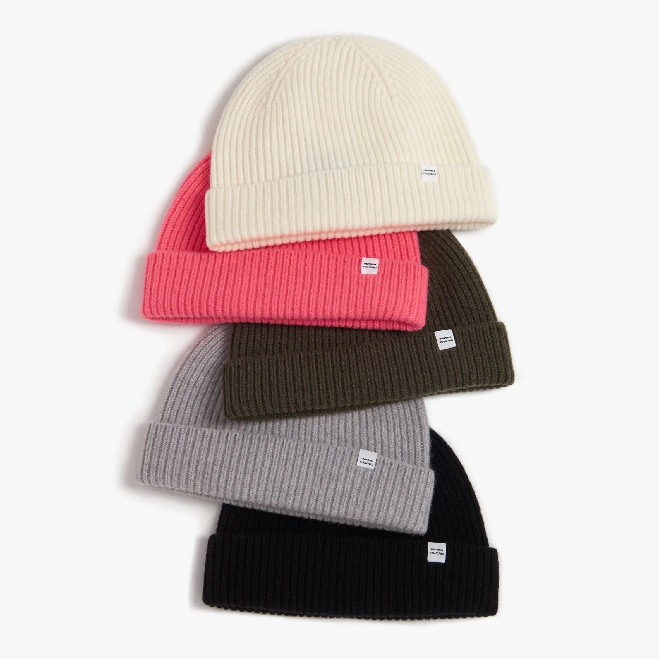 Merino Wool Rib Short Beanie Coral