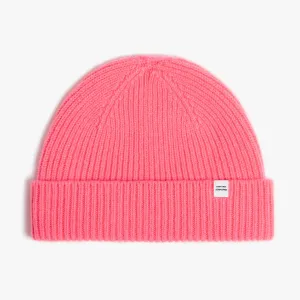 Merino Wool Rib Short Beanie Coral