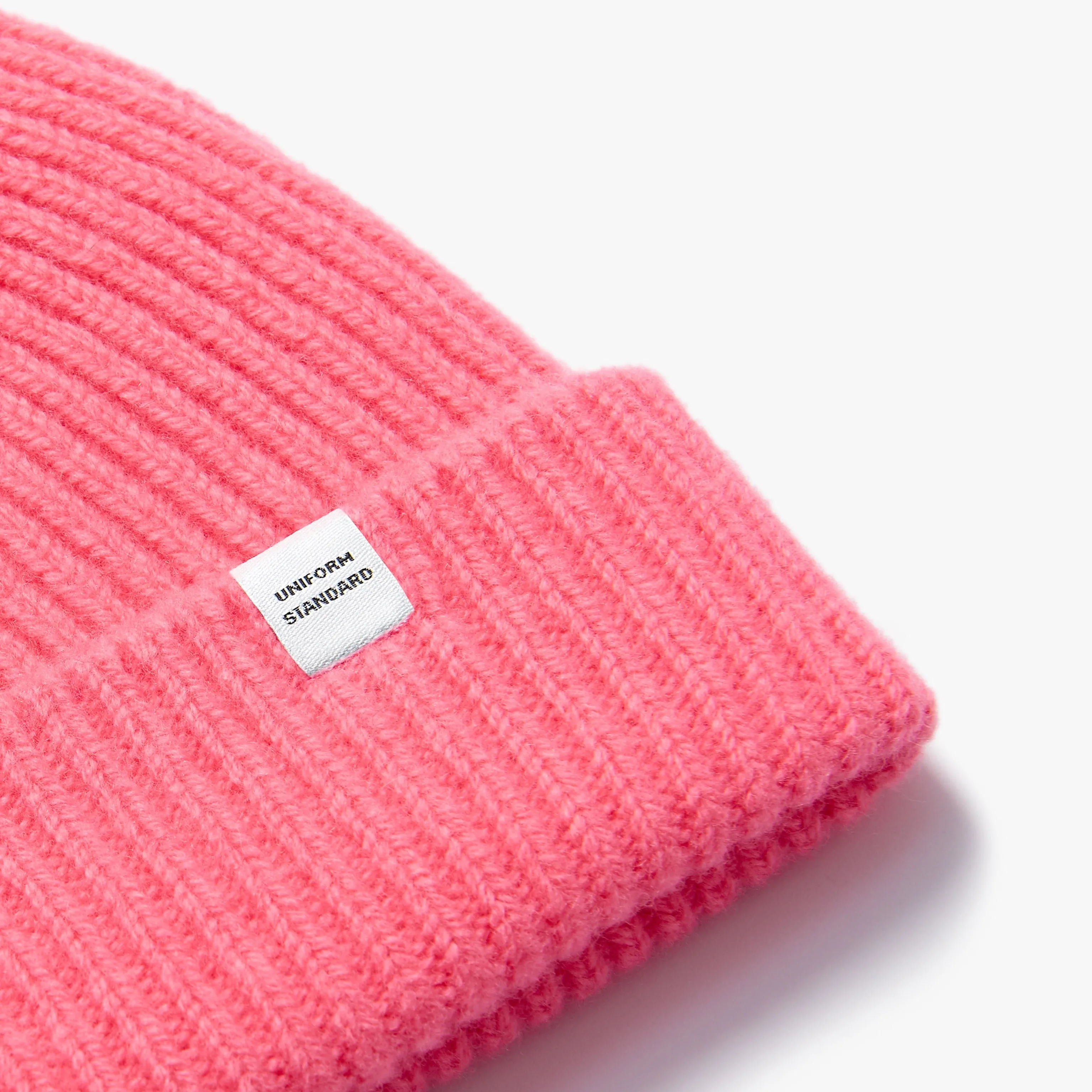 Merino Wool Rib Short Beanie Coral