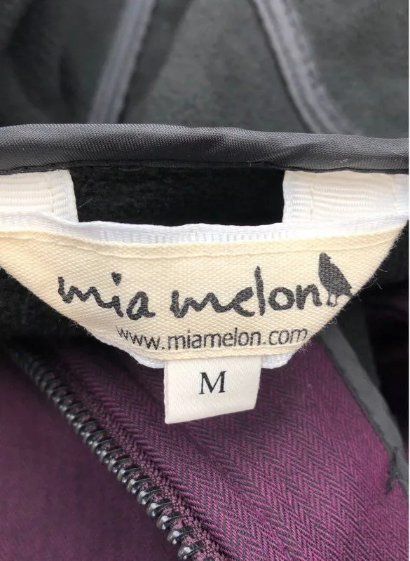 Mia Melon Women's Purple Herringbone Cotton Hooded Overcoat - Size M