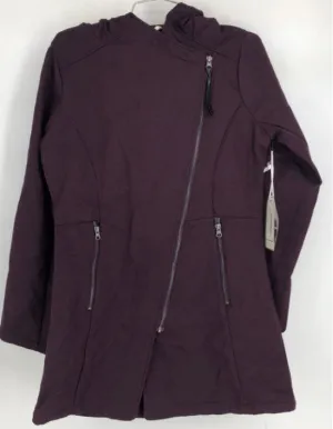 Mia Melon Women's Purple Herringbone Cotton Hooded Overcoat - Size M