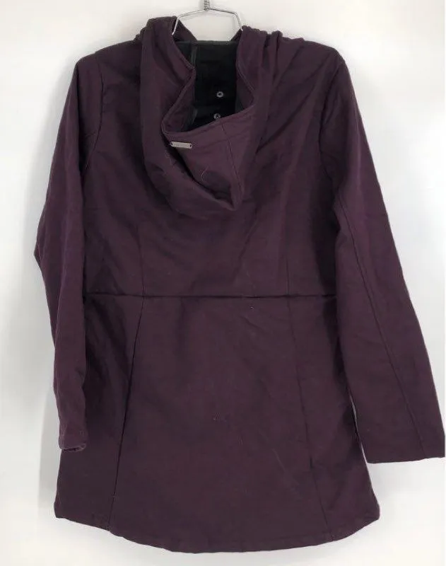 Mia Melon Women's Purple Herringbone Cotton Hooded Overcoat - Size M