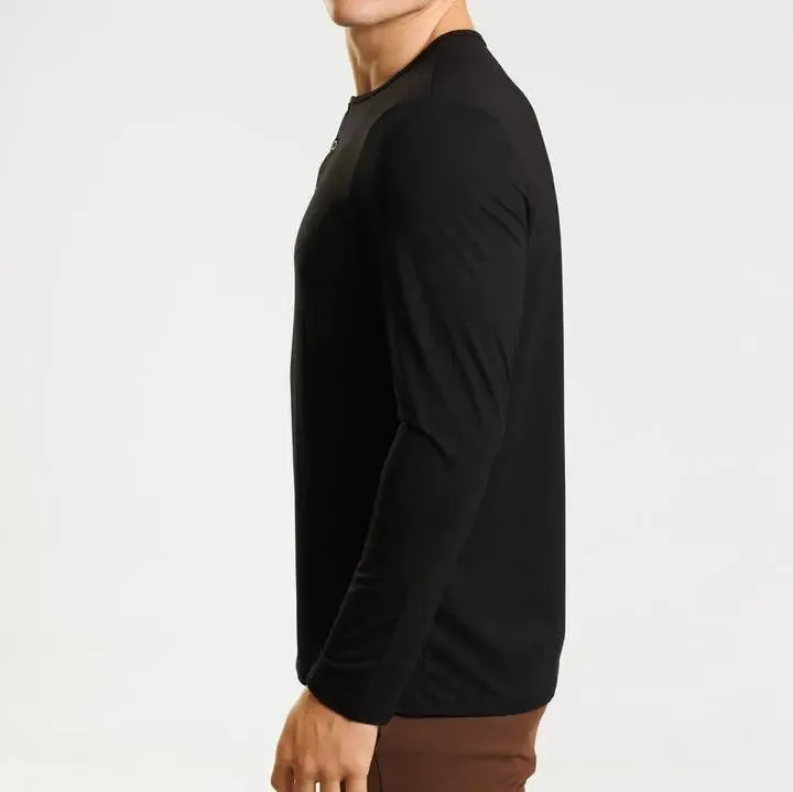 Minimalist Henry Neck Long Sleeve T-Shirt - Cross & Crown