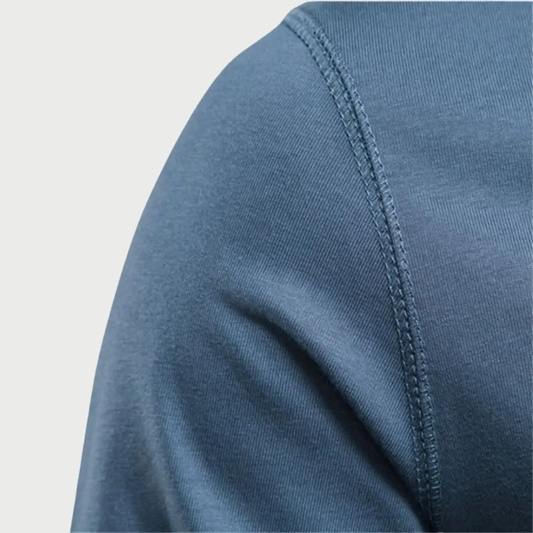 Minimalist Henry Neck Long Sleeve T-Shirt - Cross & Crown