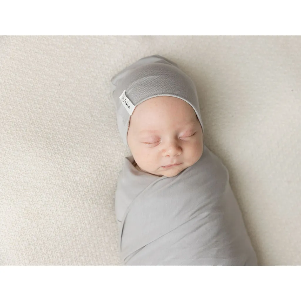 Modal Swaddle & Beanie Set in Gift Box - Dusty Blue