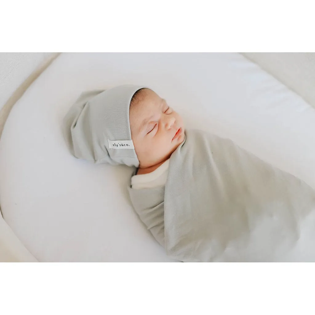 Modal Swaddle & Beanie Set in Gift Box - Dusty Blue