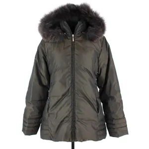Moncler Down Fur Trim Hooded Coat