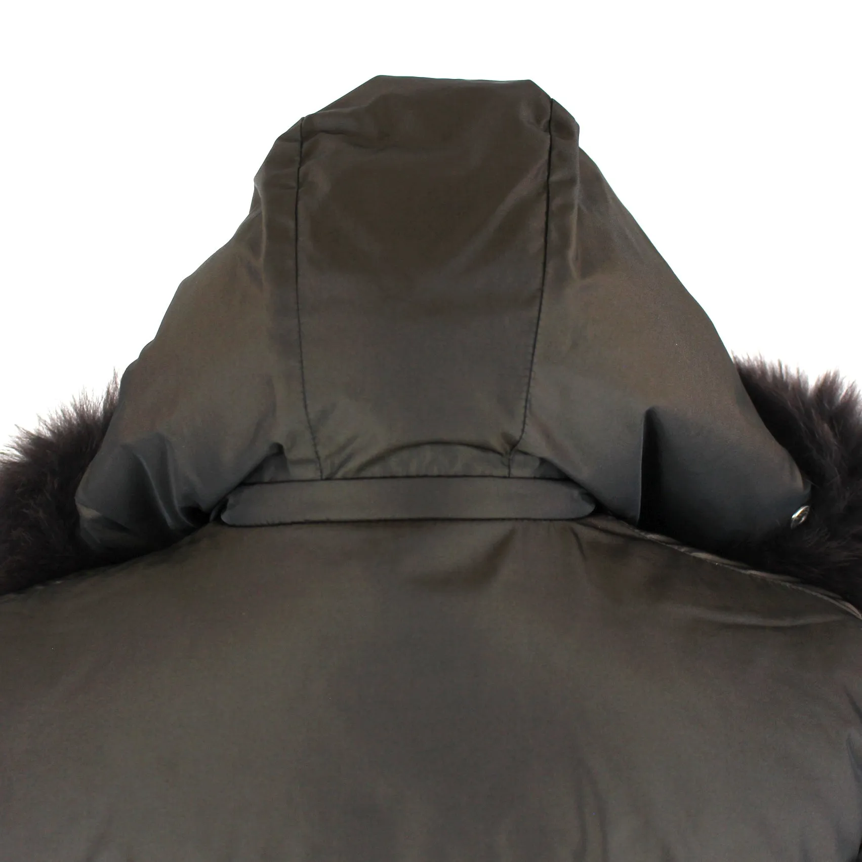 Moncler Down Fur Trim Hooded Coat