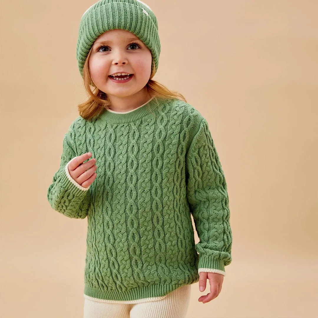 MORI Knitted Colourblock Beanie - Kashmir Green