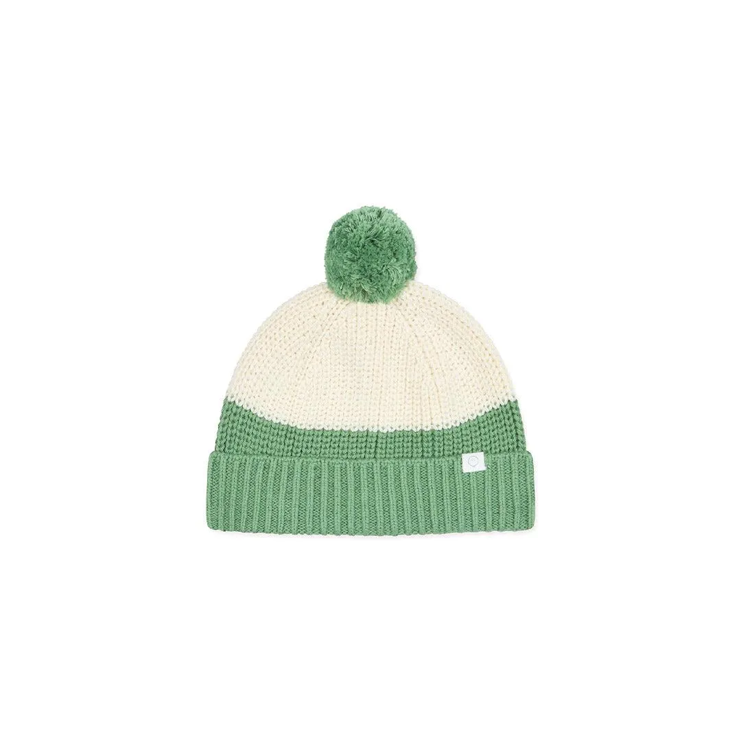 MORI Knitted Colourblock Beanie - Kashmir Green
