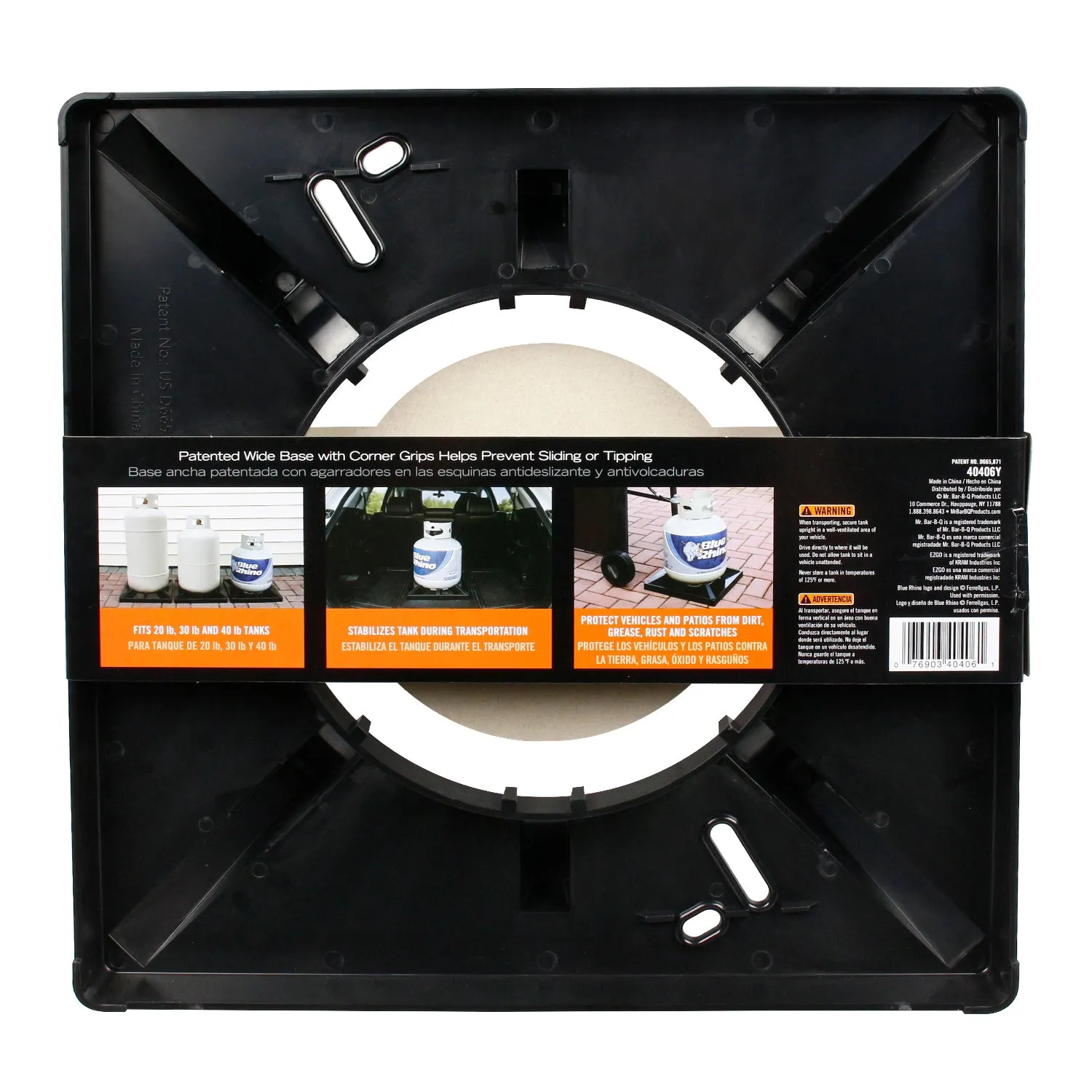Mr Bar-B-Q EZGO Propane Tank Holder And Stabilizer For 20-40 Pound Tanks Black
