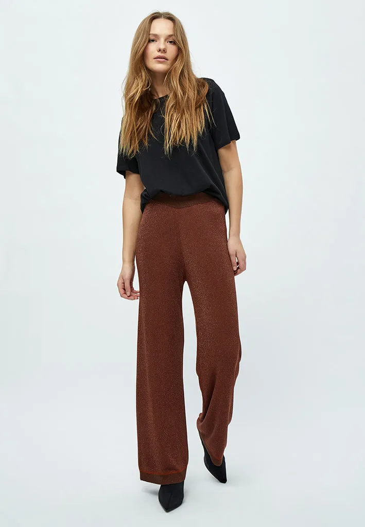 MSAllie Metallic Knit Pants - Dark Cinnamon Brown Metallic