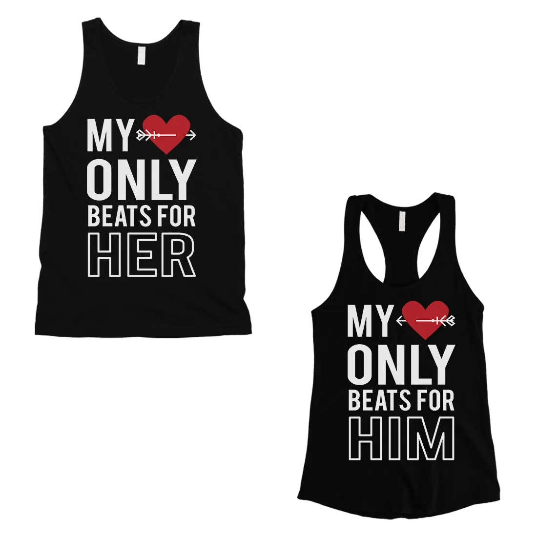 My Heart Beats For Her Him Matching Couple Tank Tops Valentines Day