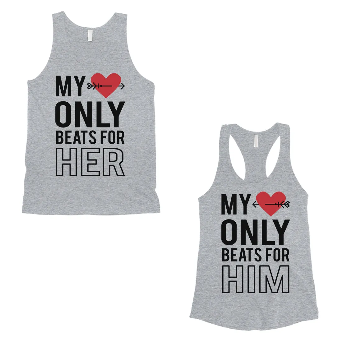 My Heart Beats For Her Him Matching Couple Tank Tops Valentines Day