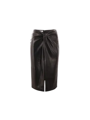 Nappa Leather Midi Pencil Skirt