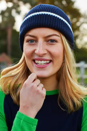 Navy & Cream Beanie