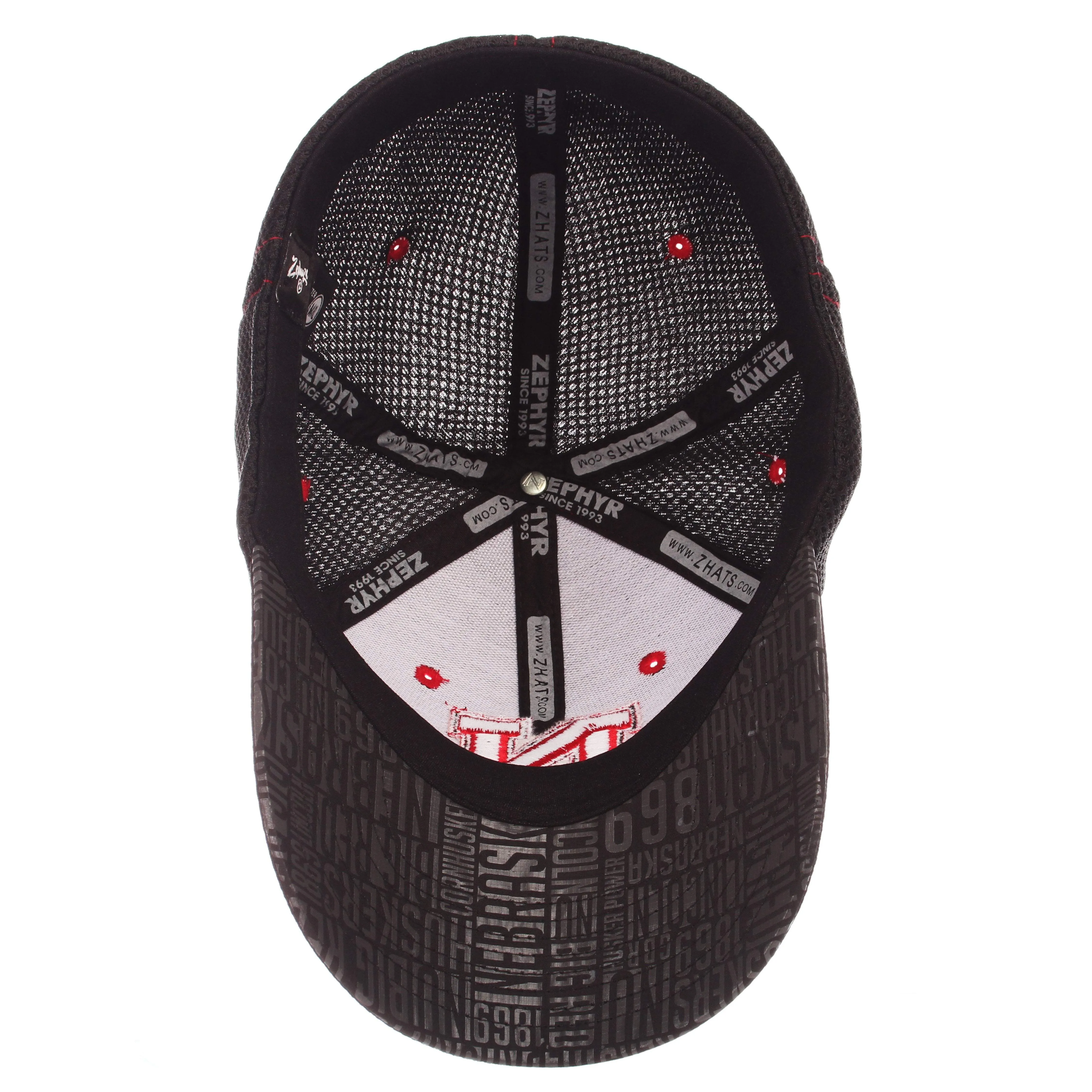 Nebraska Cornhuskers Zephyr Black "Undertaker" Mesh Stretch Fit Hat Cap (M/L)