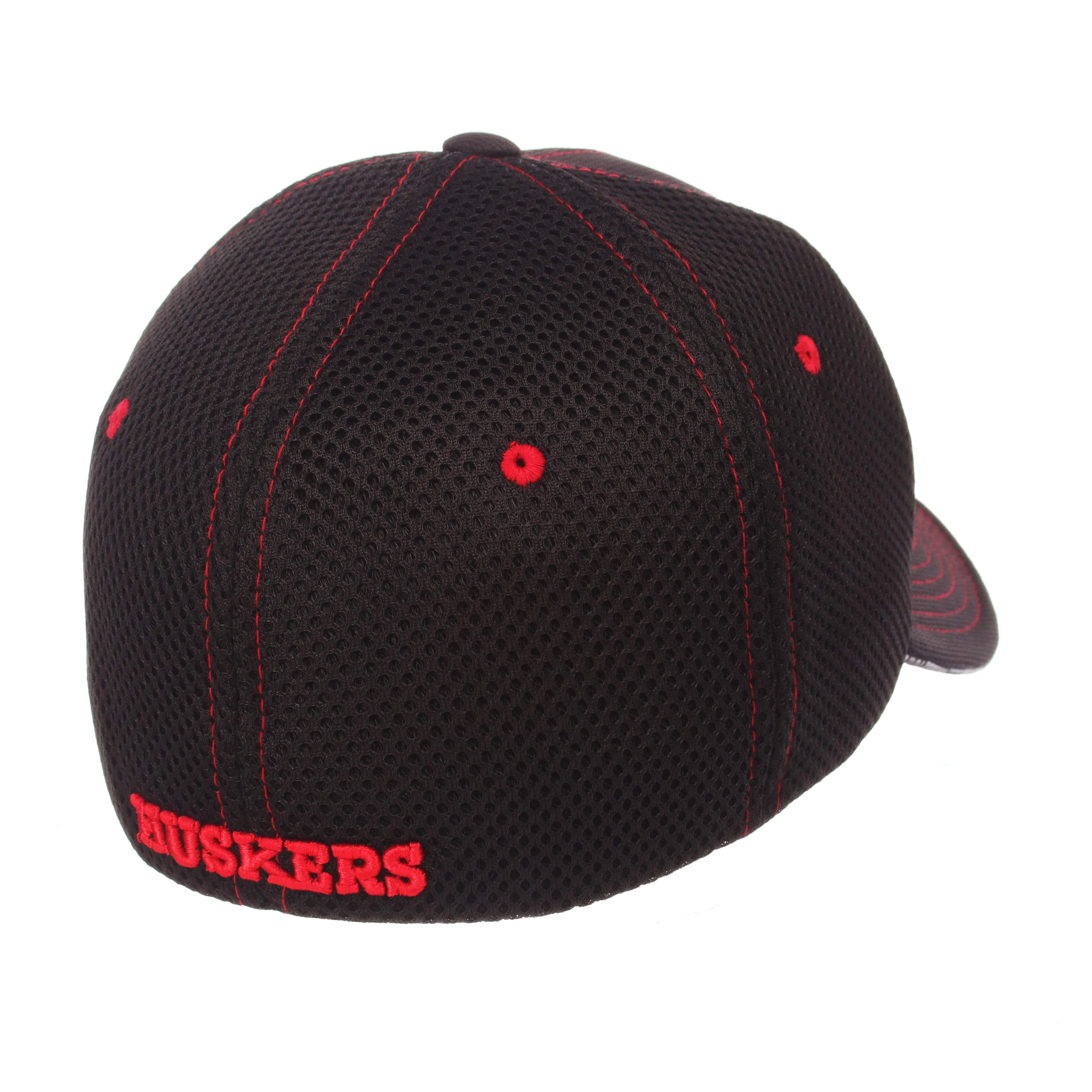 Nebraska Cornhuskers Zephyr Black "Undertaker" Mesh Stretch Fit Hat Cap (M/L)