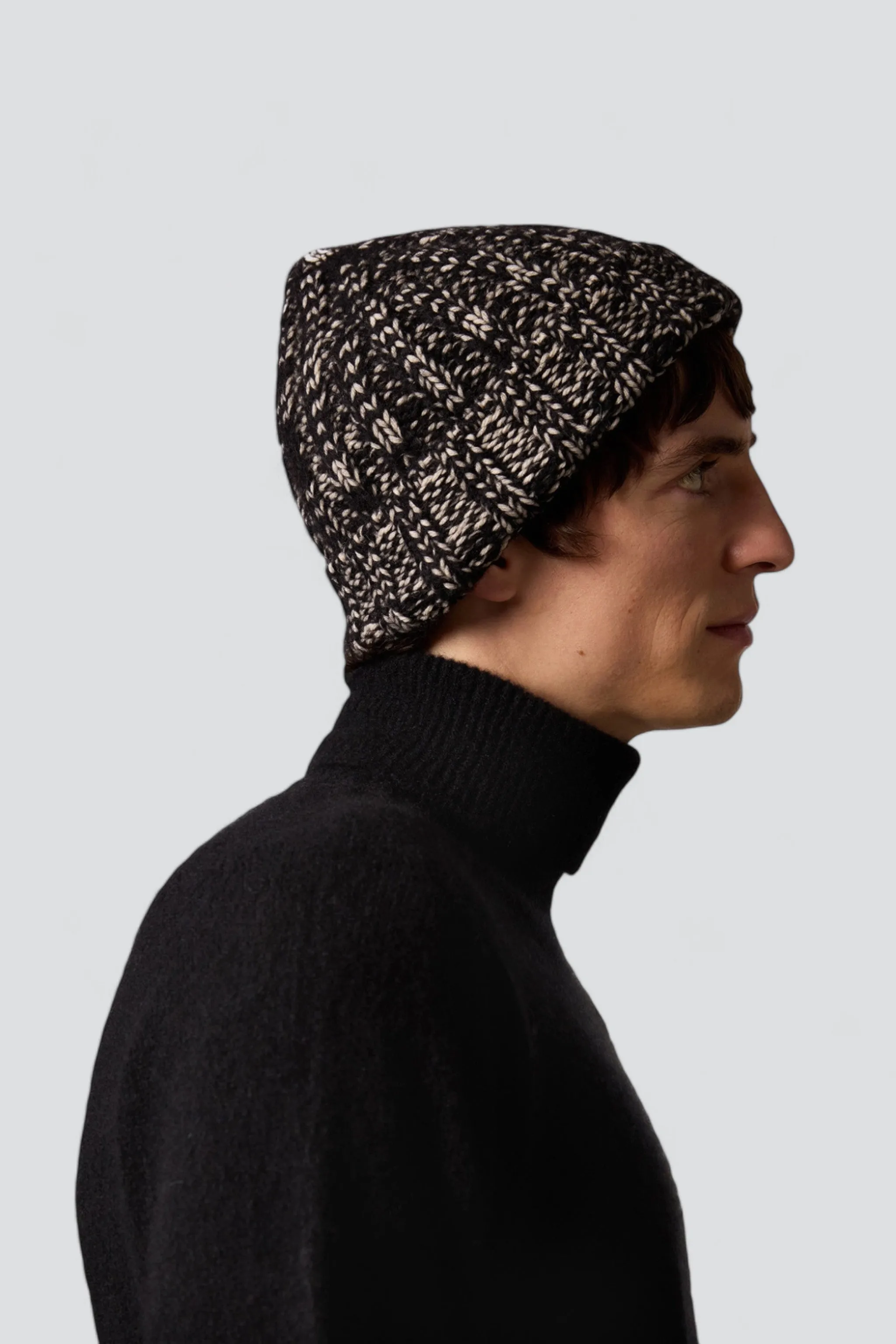 Nero/Ecru Mouliné Beanie