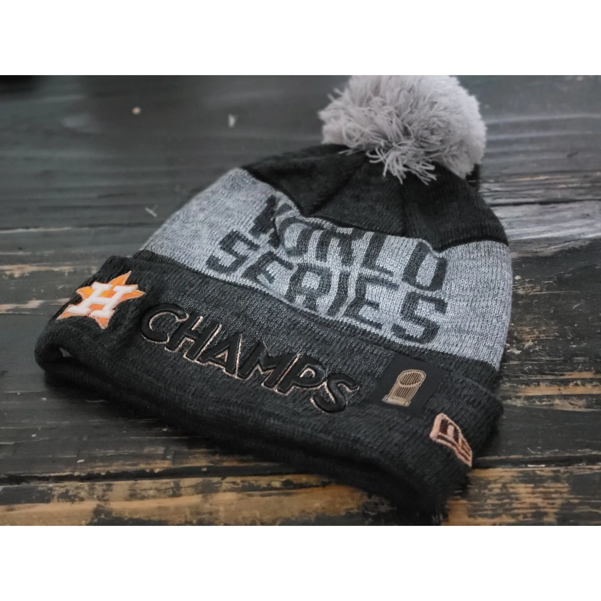 New Era Houston Astros World Series Champ Grey/Bronze Beanie Hat OS
