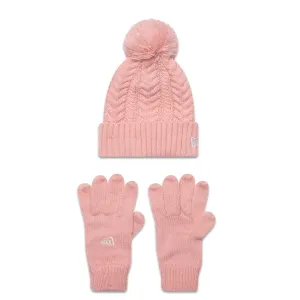 New Era Youth Cable Pastel Pink Beanie and Gloves Set
