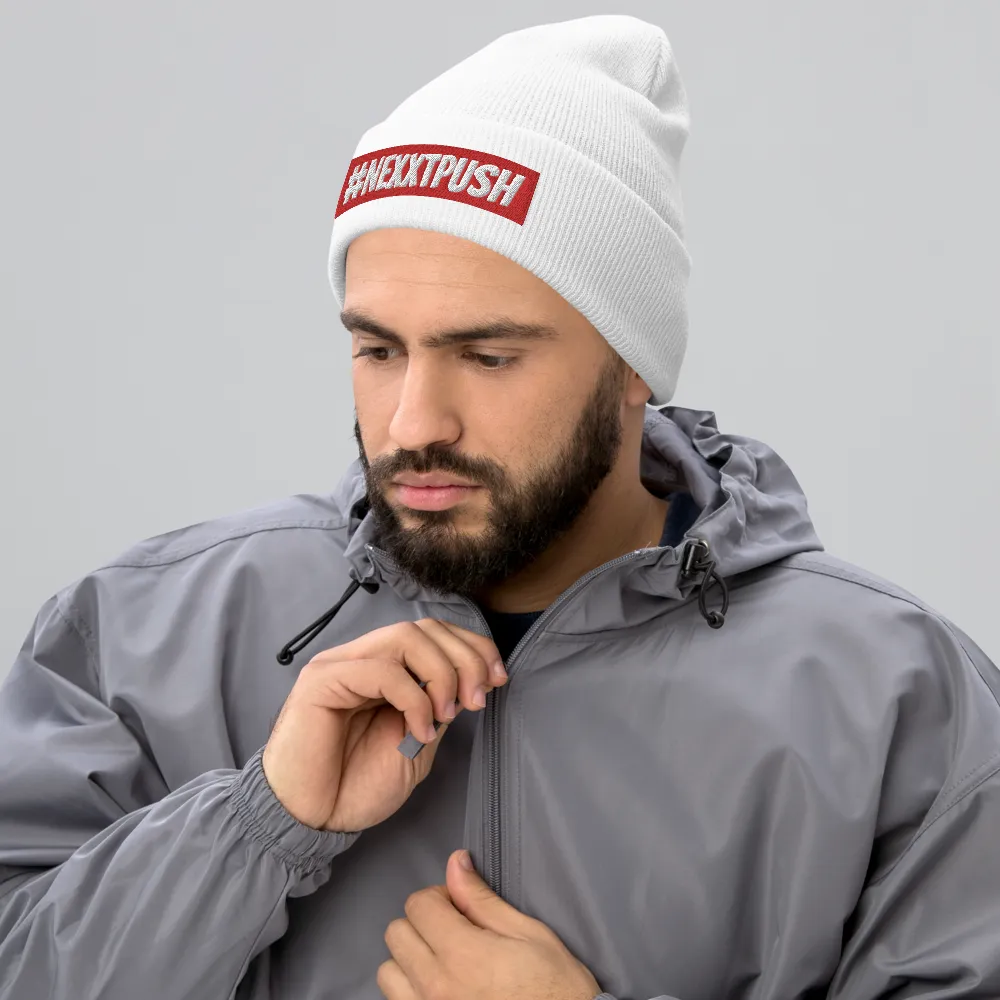 #Nexxtpush Red Bar Cuffed Beanie