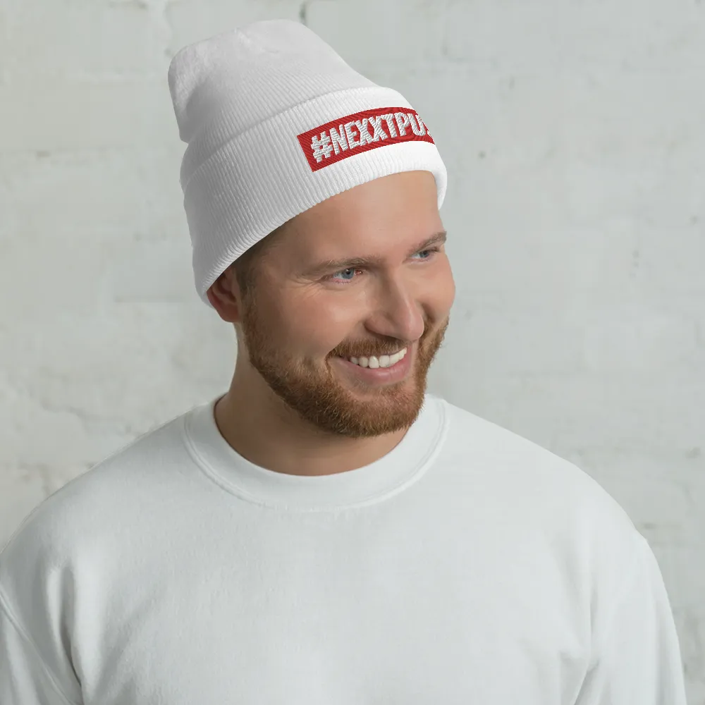 #Nexxtpush Red Bar Cuffed Beanie