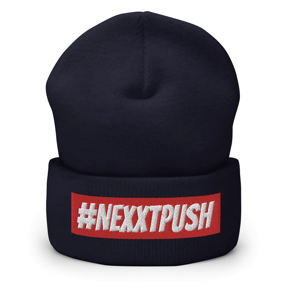 #Nexxtpush Red Bar Cuffed Beanie