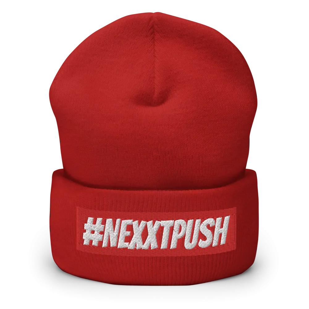#Nexxtpush Red Bar Cuffed Beanie