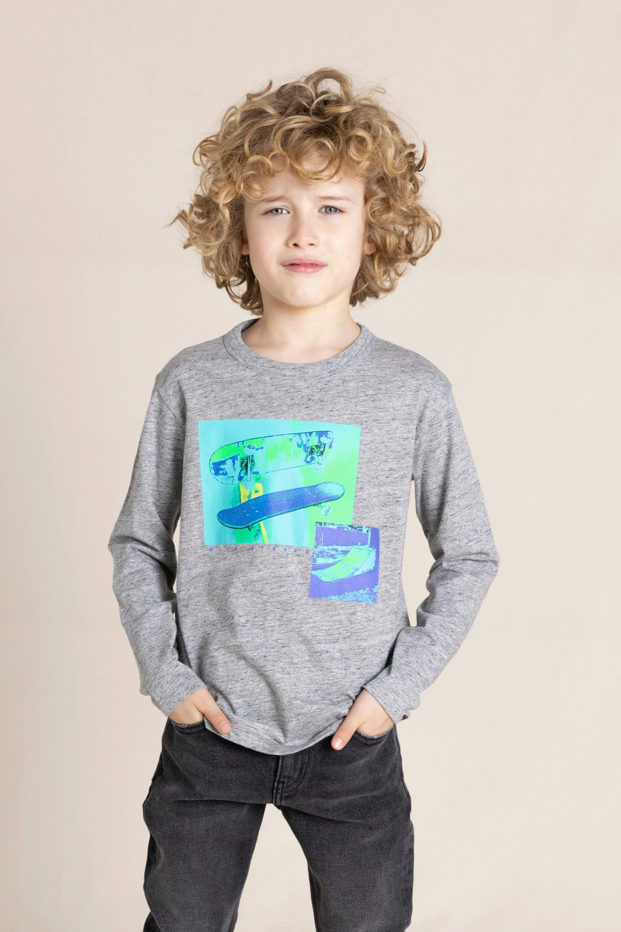 NICO Heather Grey Blue Skate - Long sleeve T-Shirt