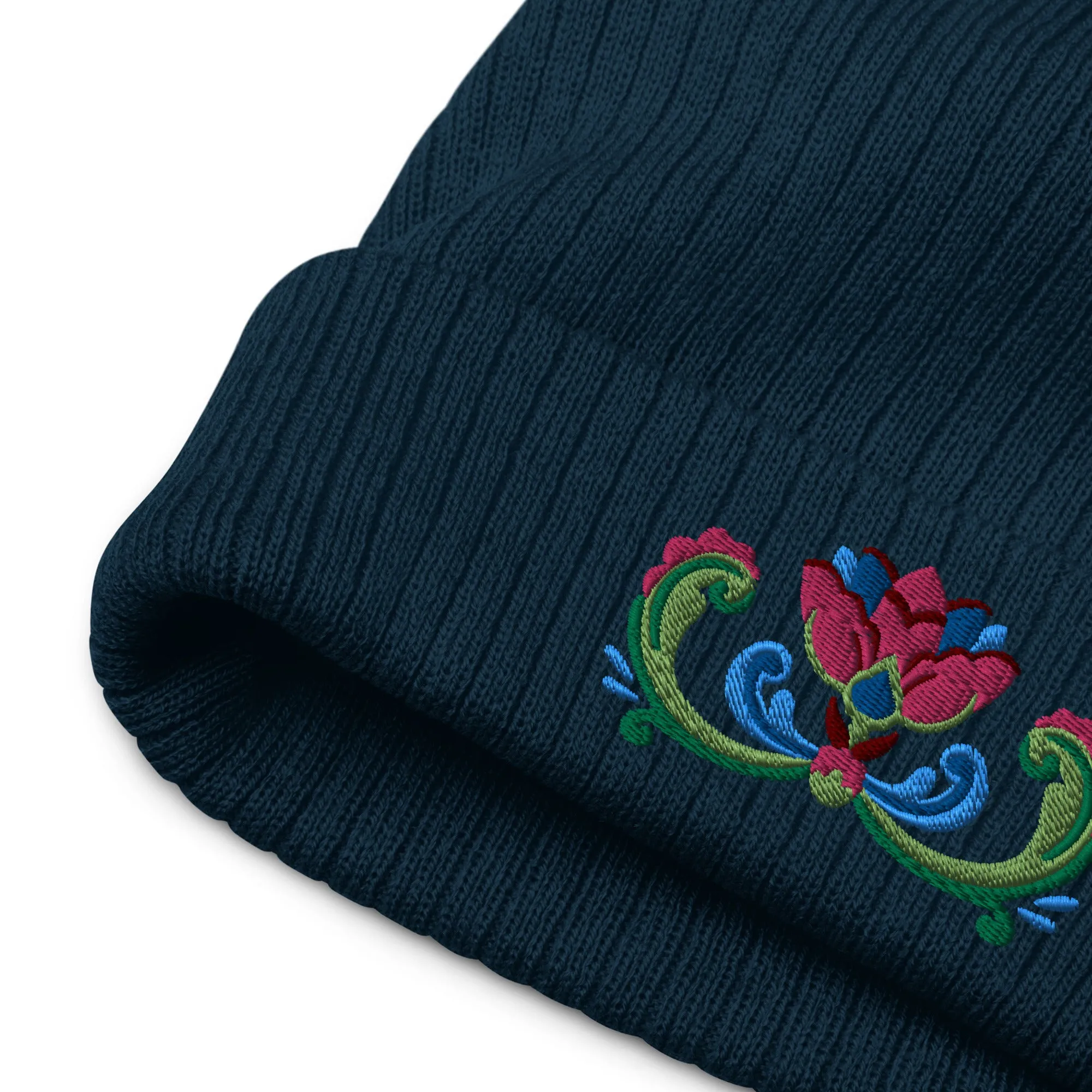 Norwegian Rosemaling Embroidered Beanie
