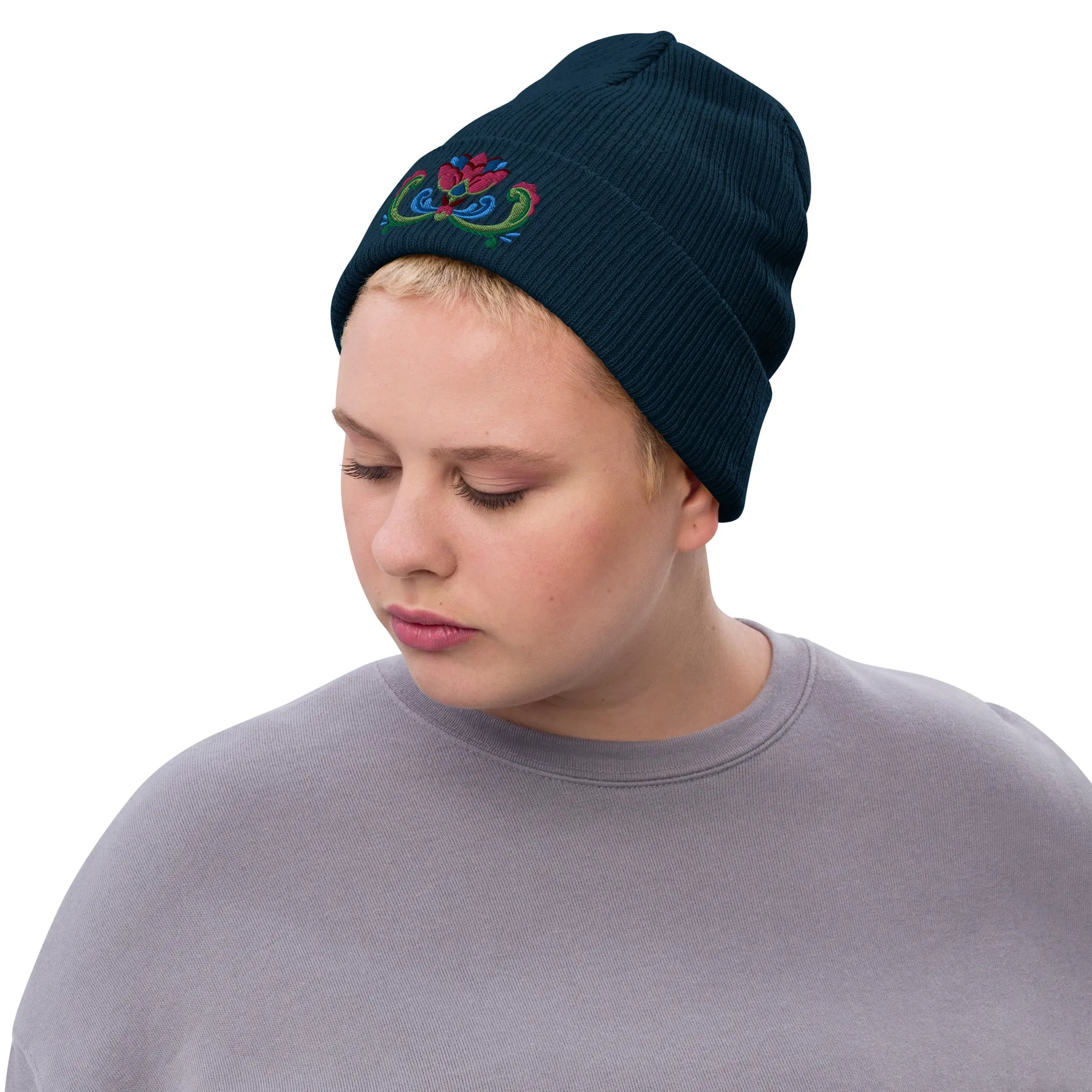 Norwegian Rosemaling Embroidered Beanie
