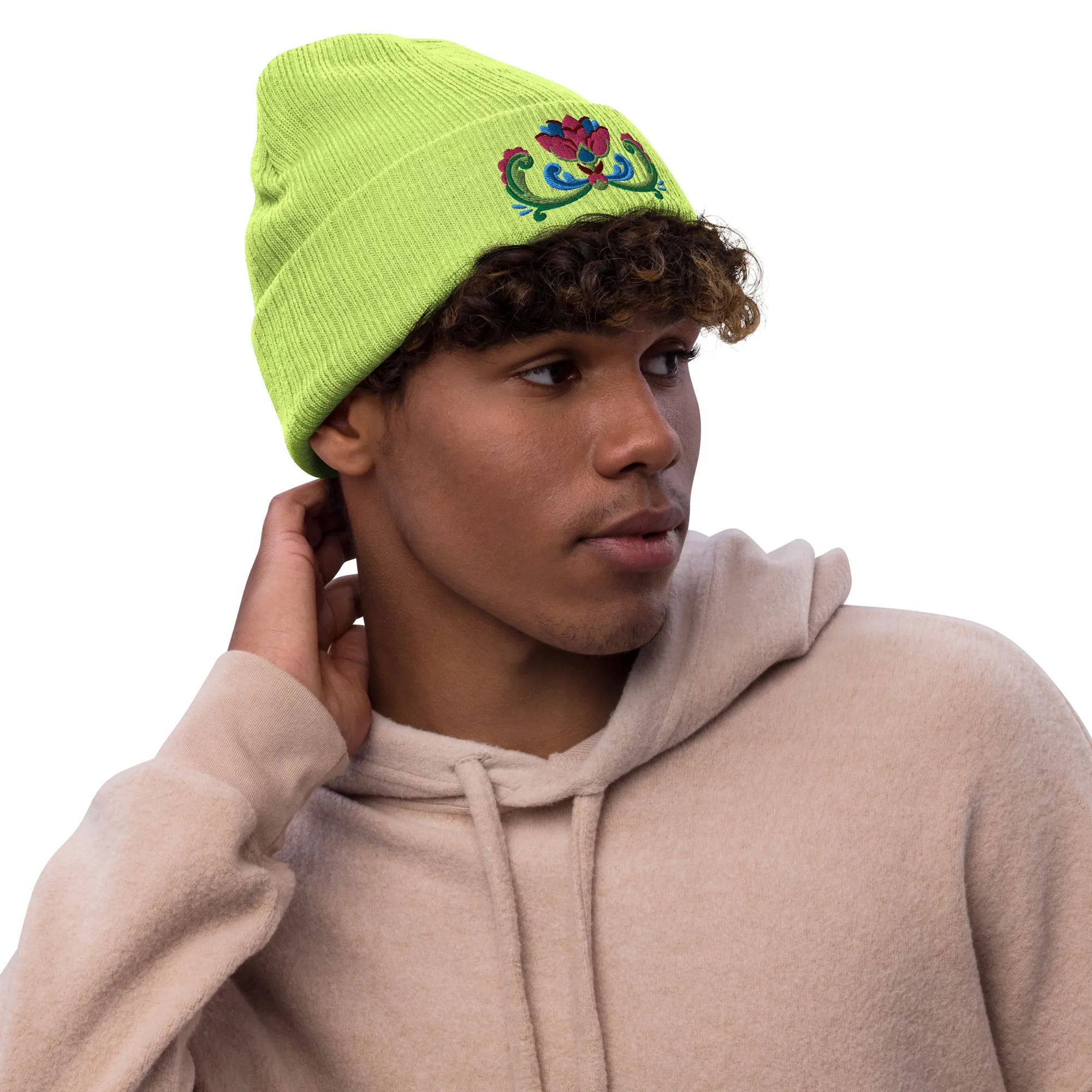 Norwegian Rosemaling Embroidered Beanie