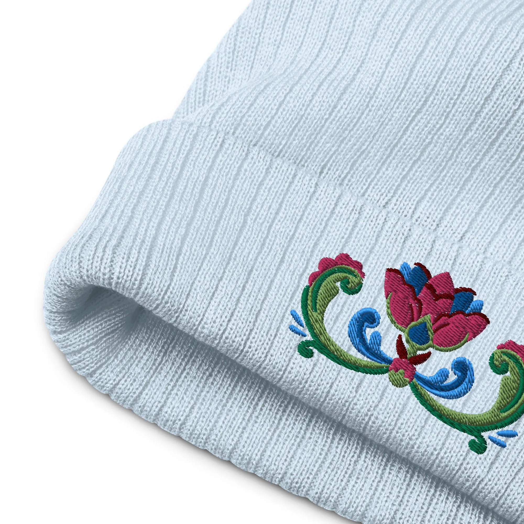 Norwegian Rosemaling Embroidered Beanie