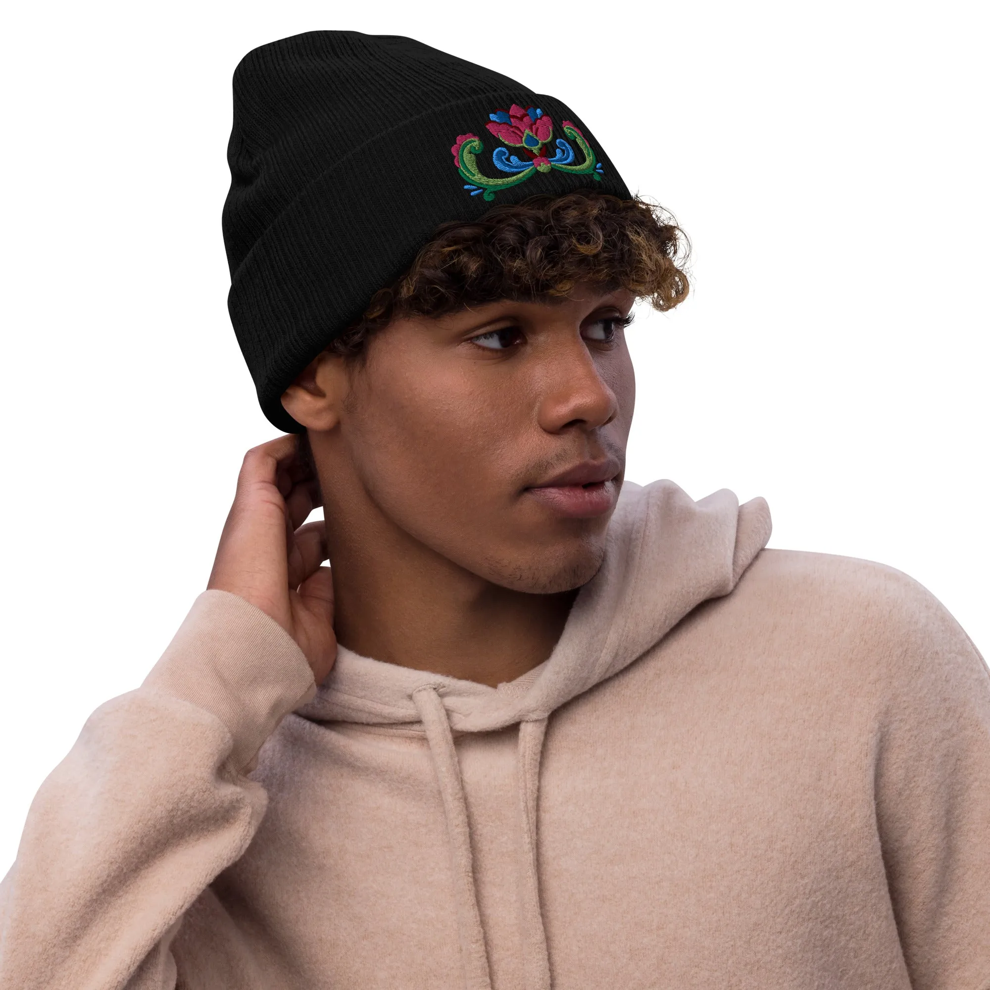 Norwegian Rosemaling Embroidered Beanie