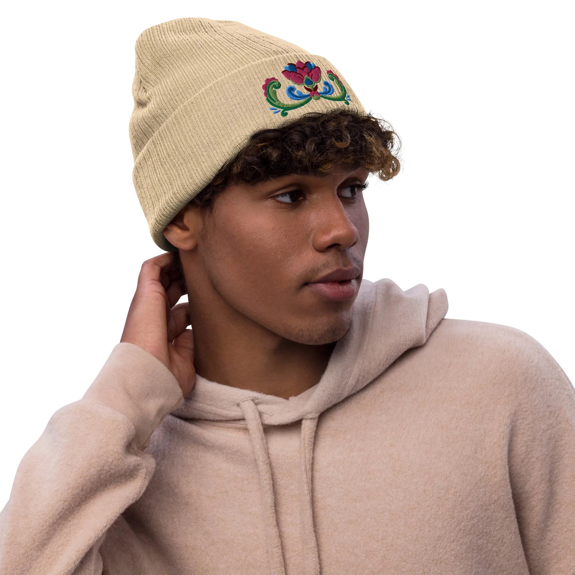 Norwegian Rosemaling Embroidered Beanie