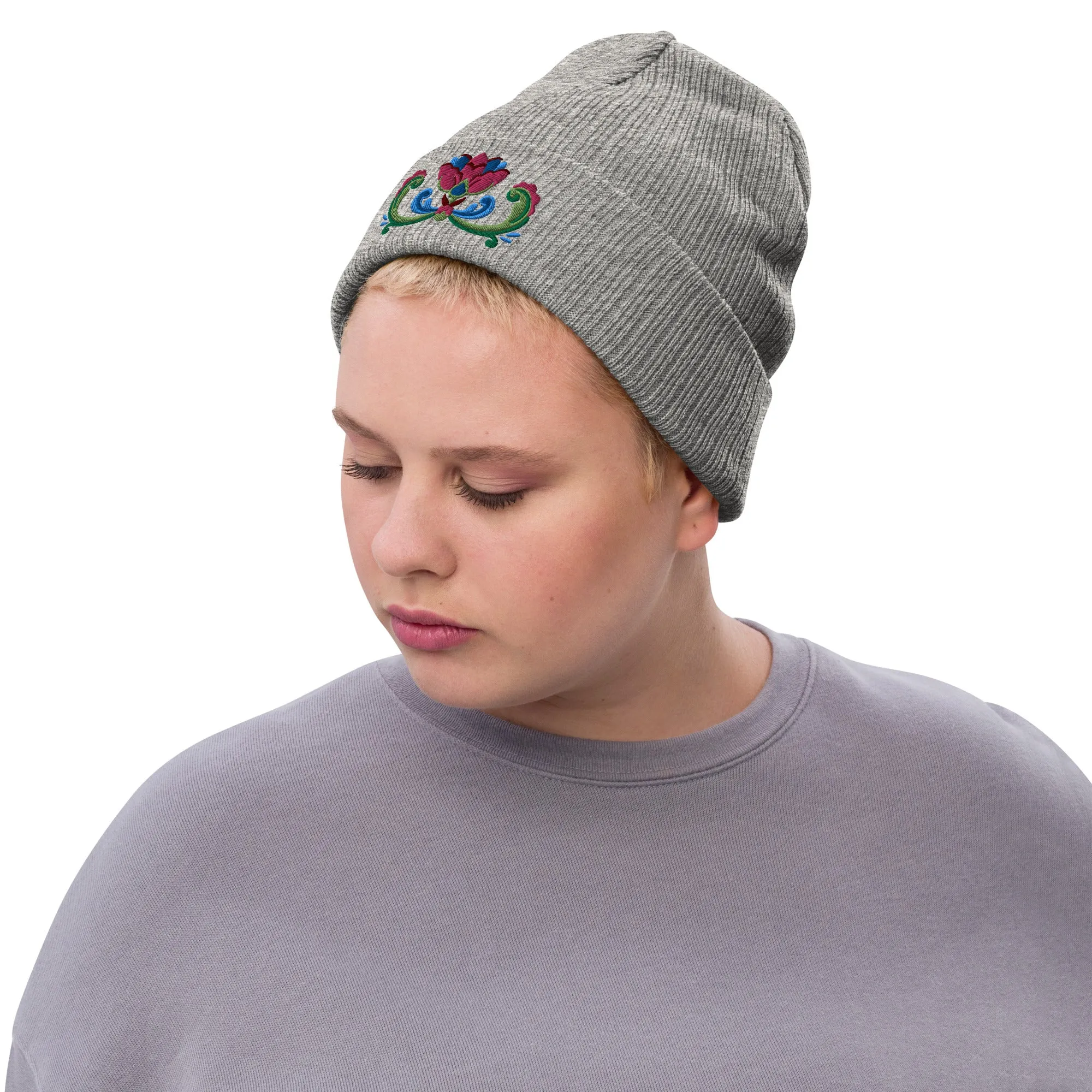 Norwegian Rosemaling Embroidered Beanie