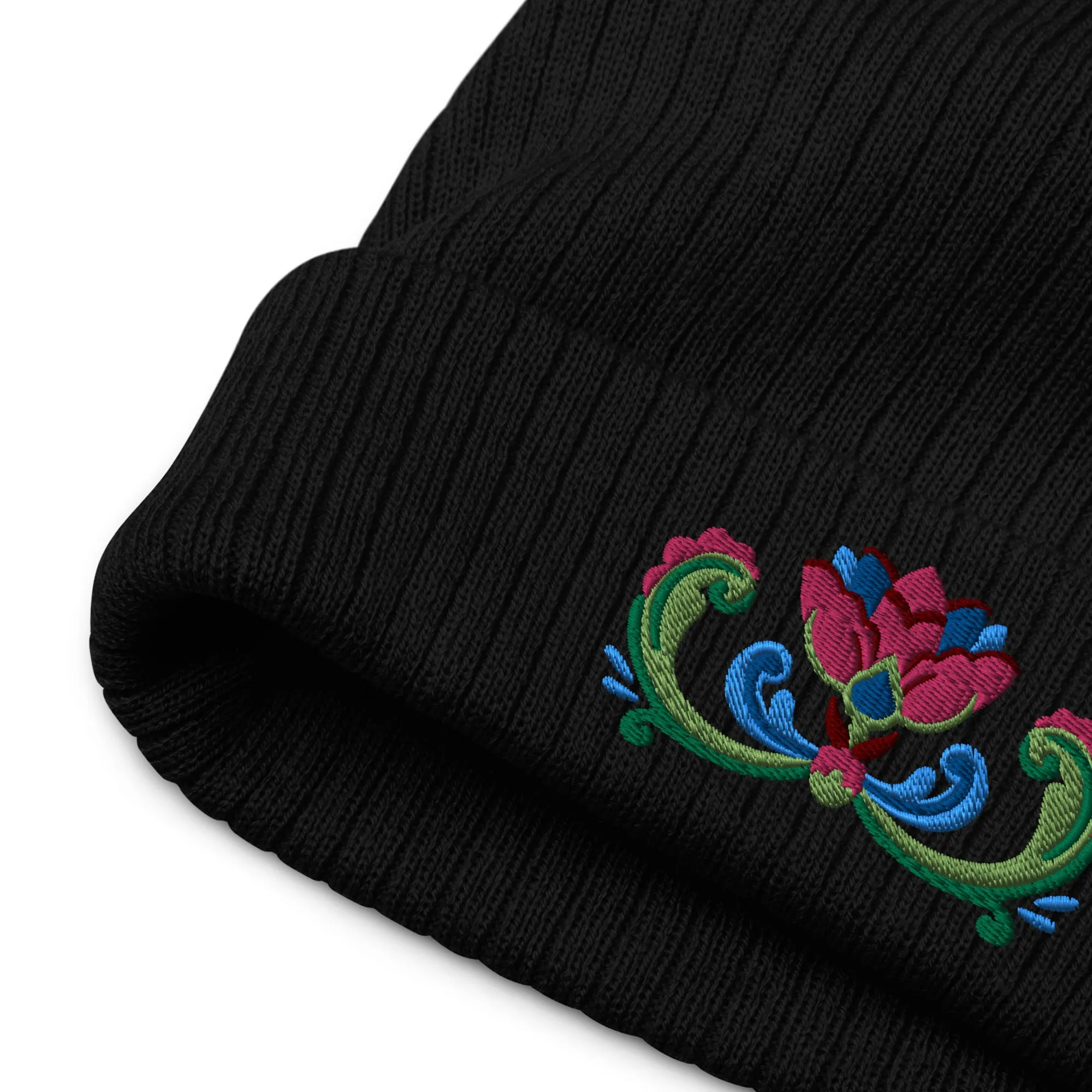 Norwegian Rosemaling Embroidered Beanie
