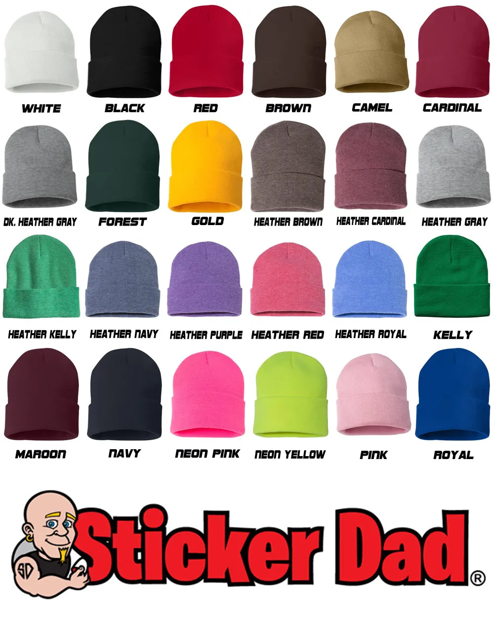 NY State Abbreviation Embroidered Cuffed Beanie Hat