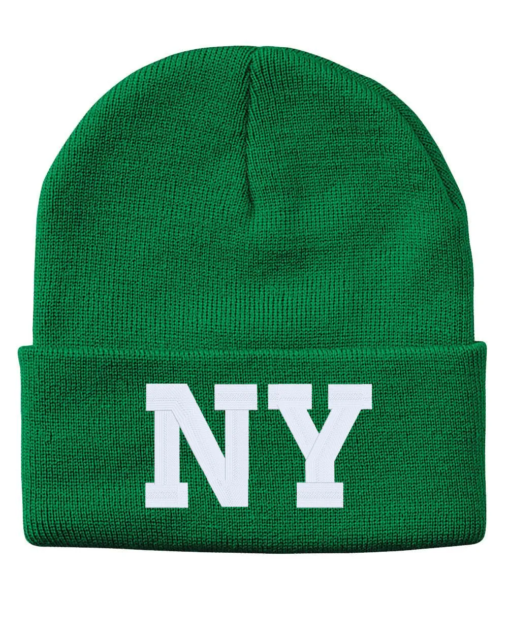 NY State Abbreviation Embroidered Cuffed Beanie Hat