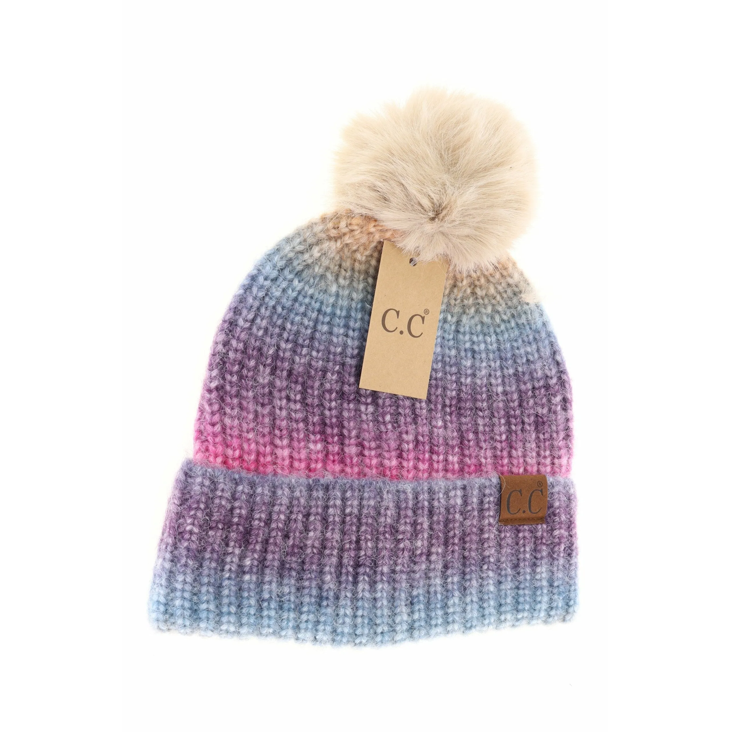 Ombre Fur Pom CC Beanie (Multiple Colors)