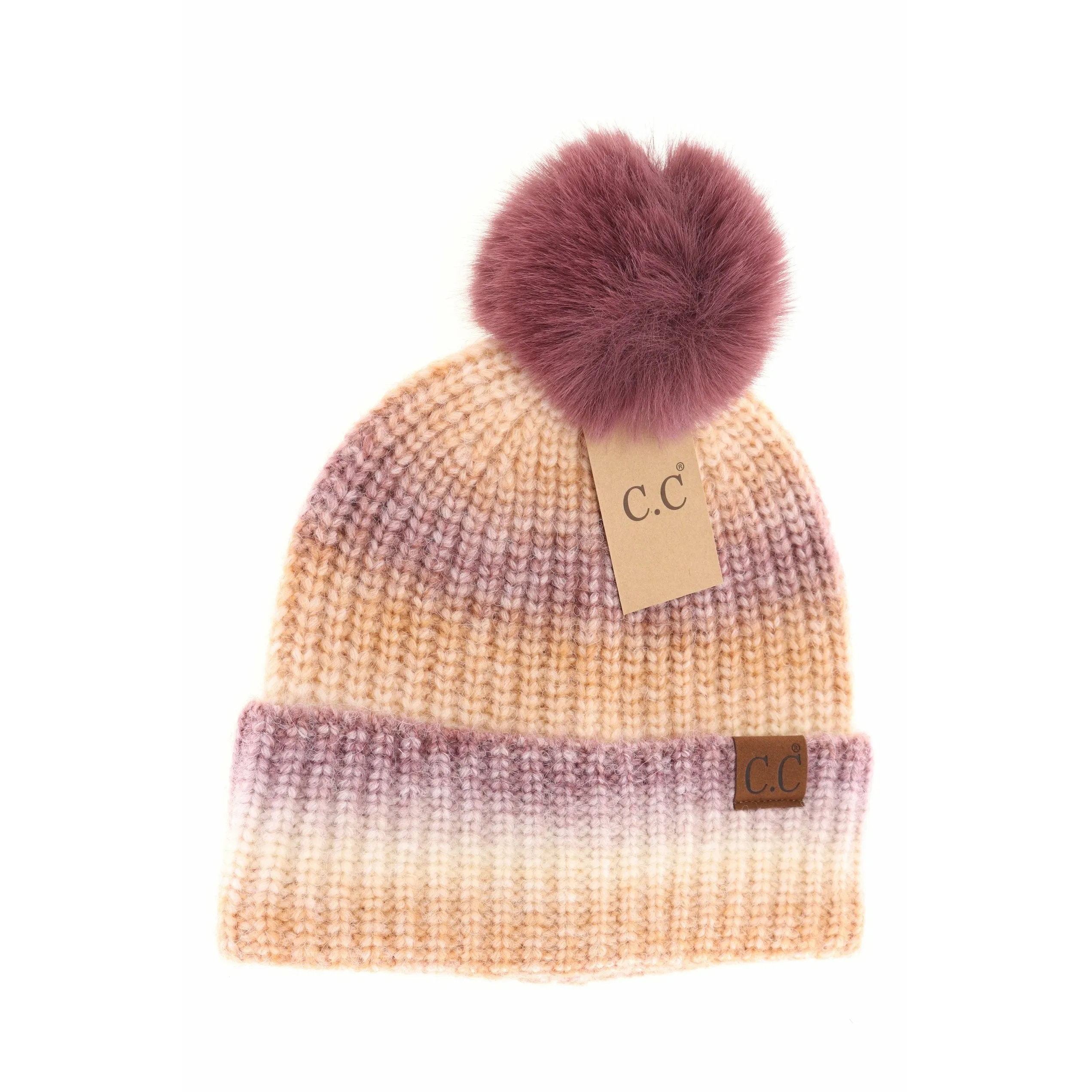 Ombre Fur Pom CC Beanie (Multiple Colors)