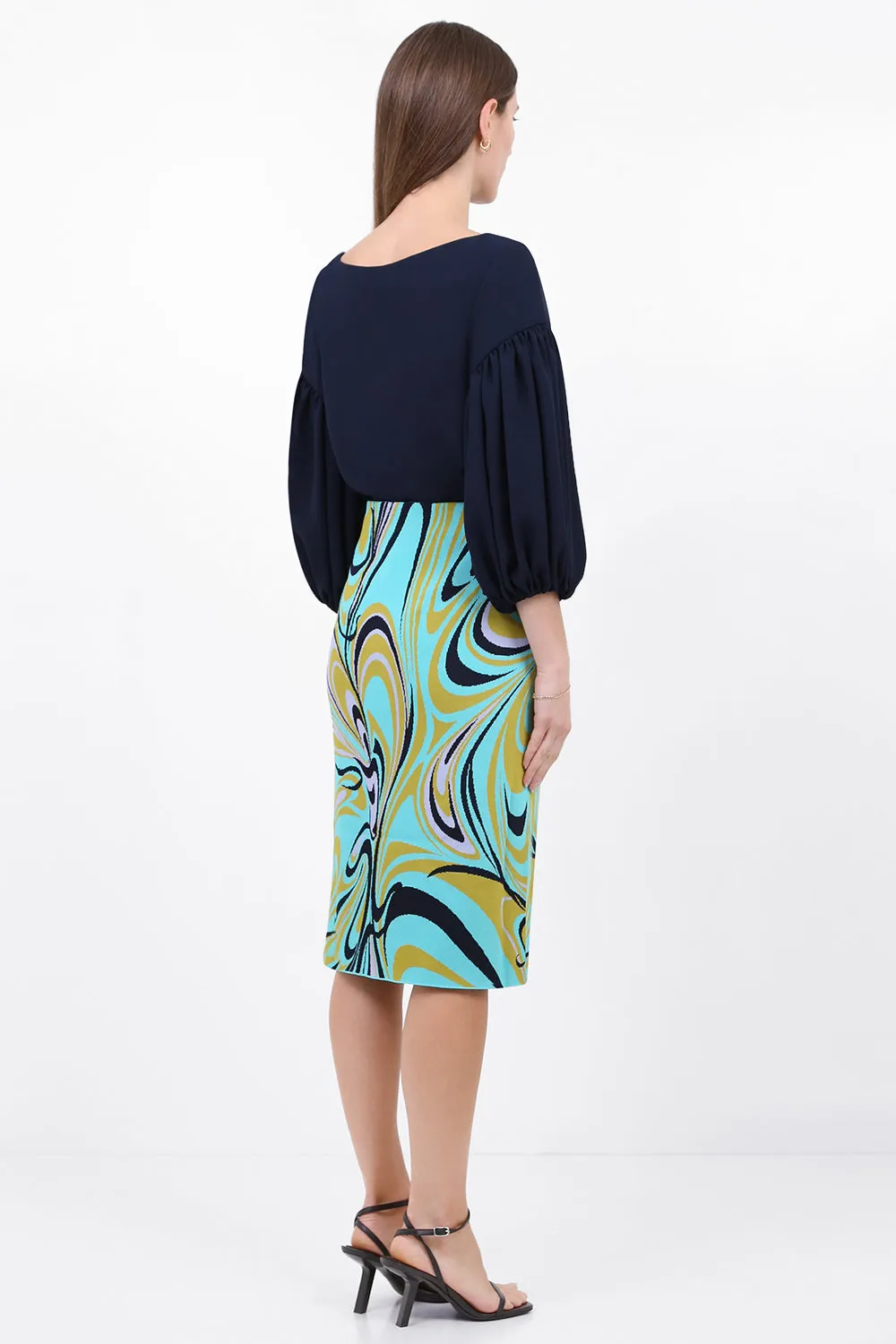 ONDE PRINT KNIT SKIRT GREEN