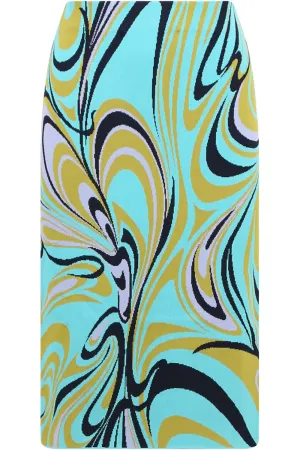 ONDE PRINT KNIT SKIRT GREEN