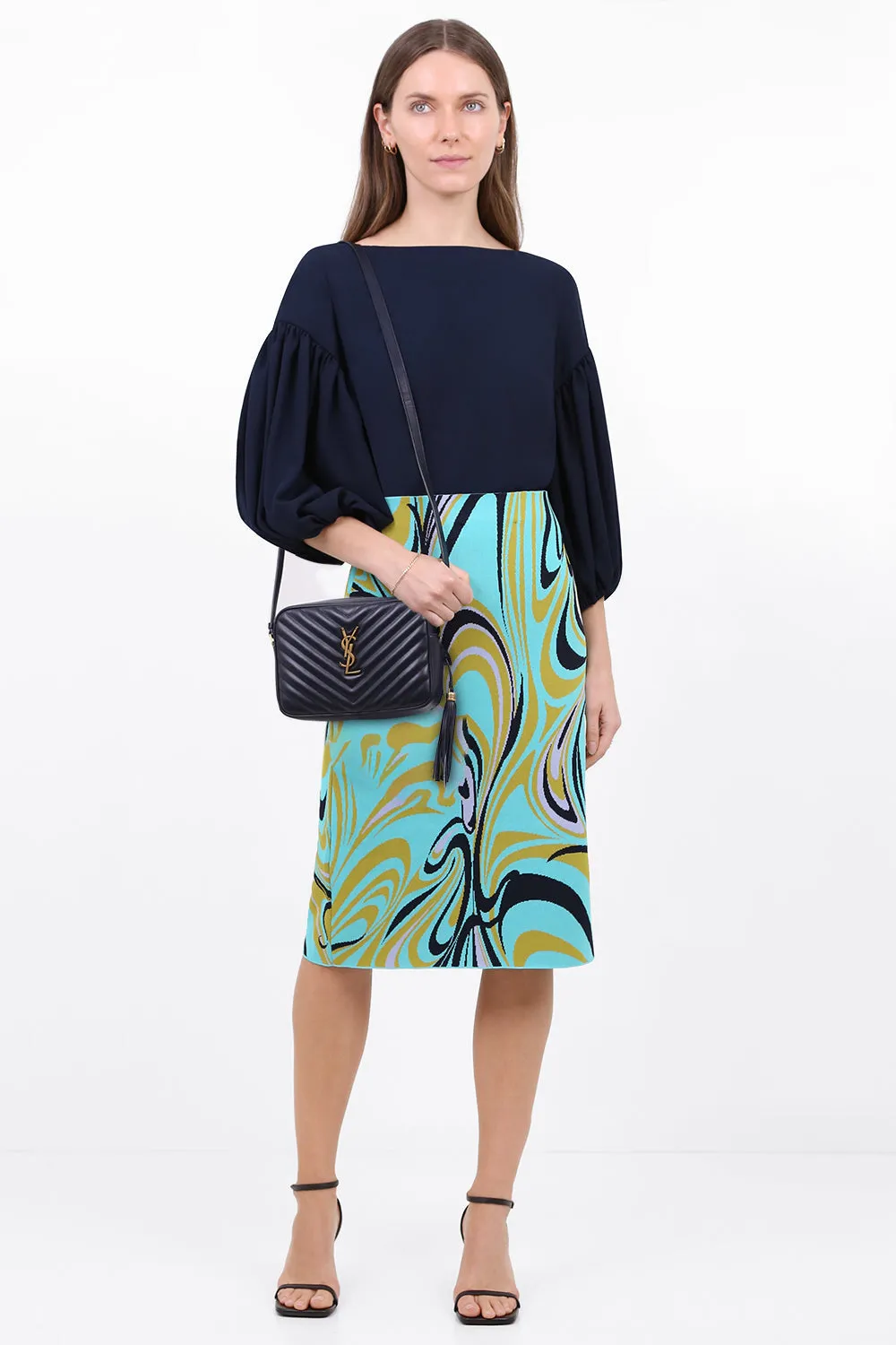 ONDE PRINT KNIT SKIRT GREEN