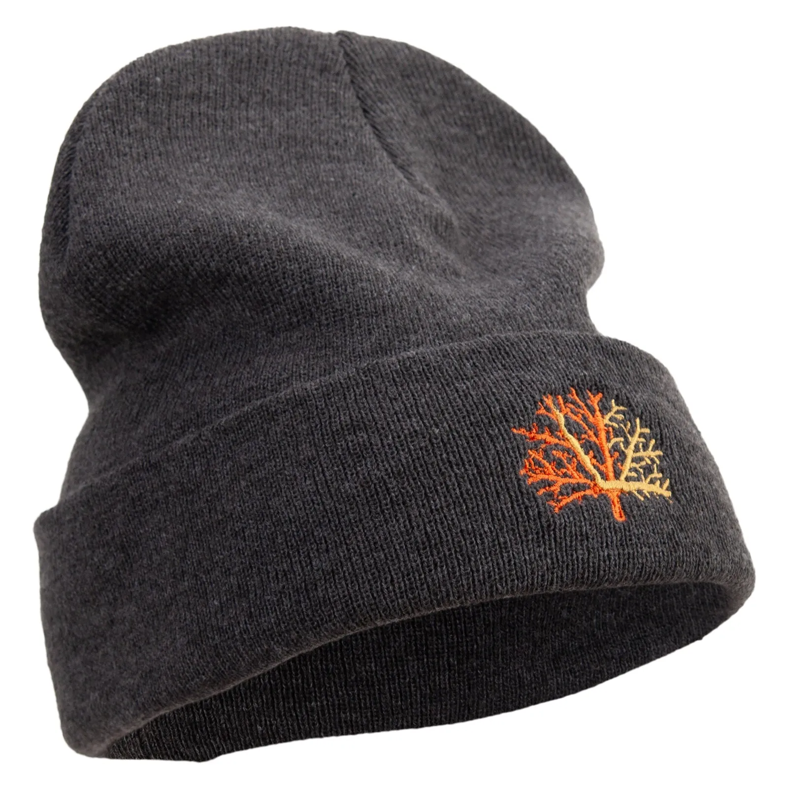 Orange Coral Logo Embroidered Big Size Acrylic Long Beanie