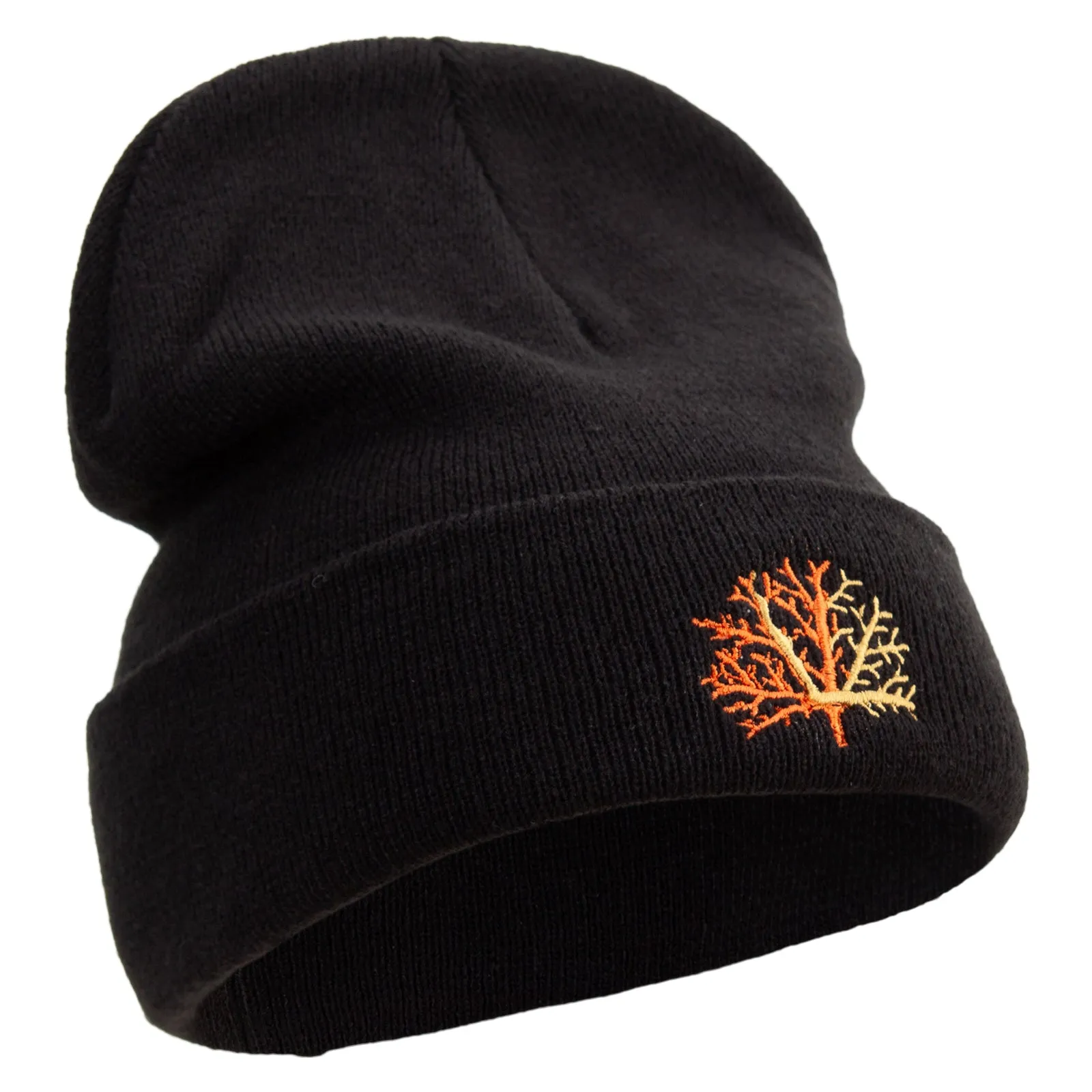 Orange Coral Logo Embroidered Big Size Acrylic Long Beanie