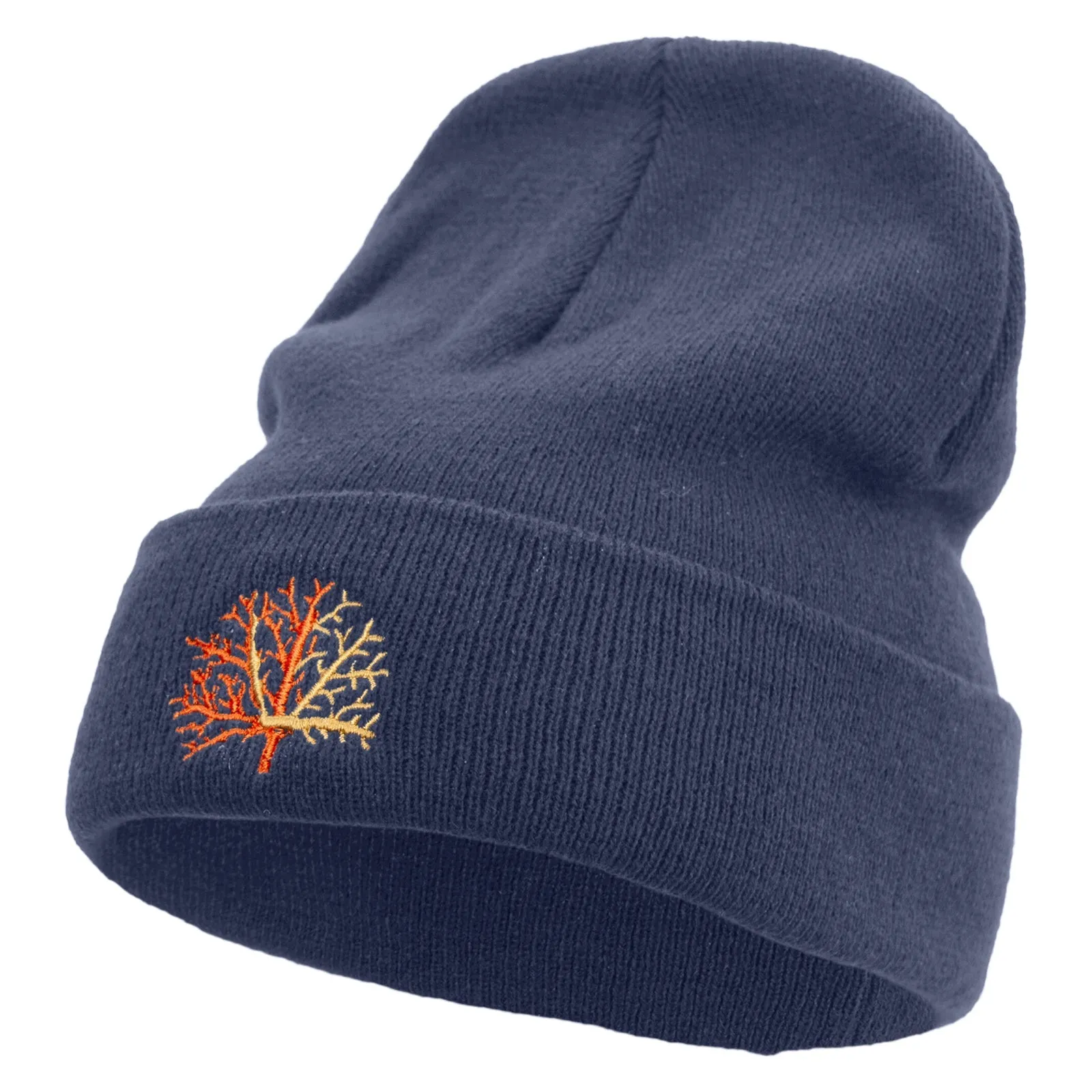 Orange Coral Logo Embroidered Big Size Acrylic Long Beanie