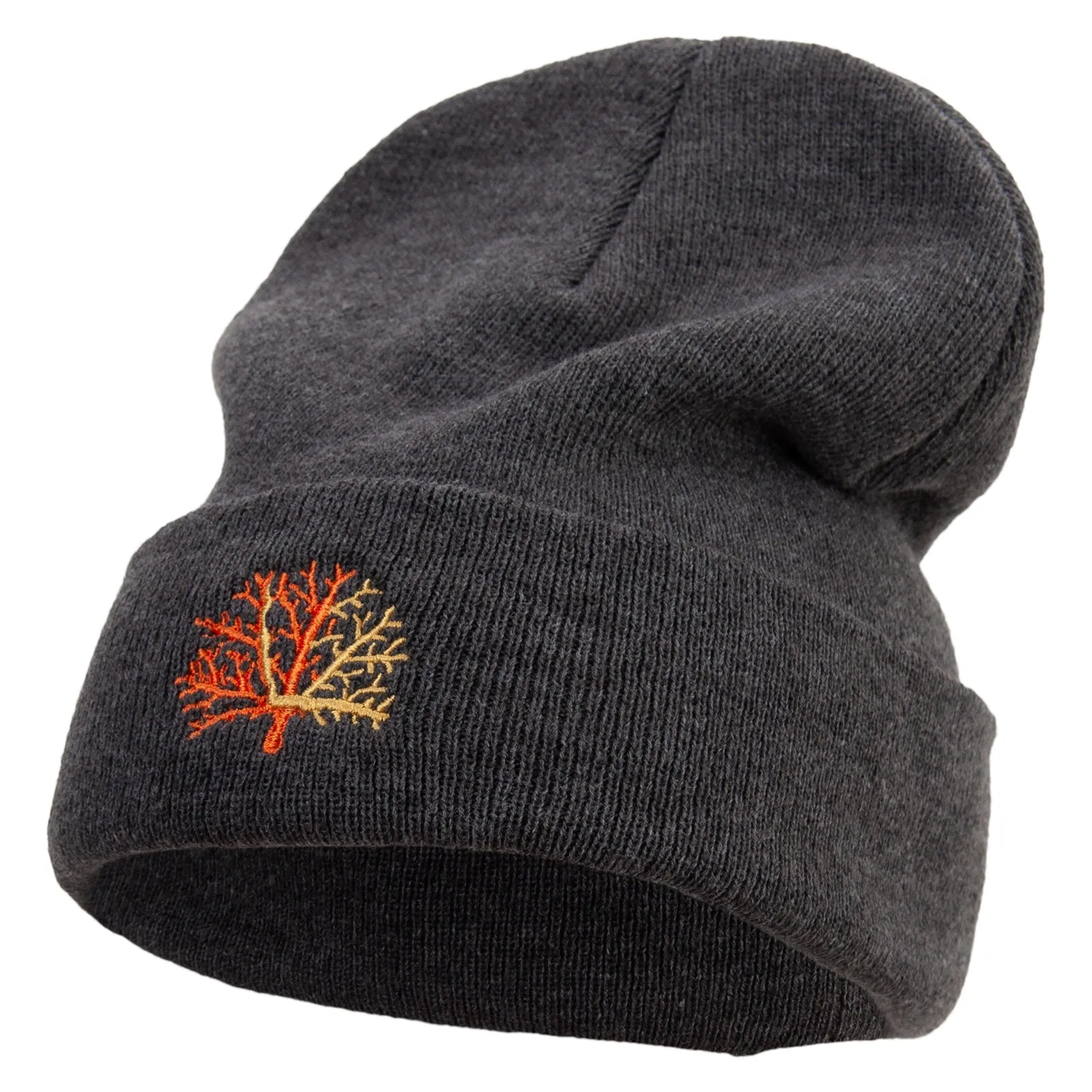 Orange Coral Logo Embroidered Big Size Acrylic Long Beanie